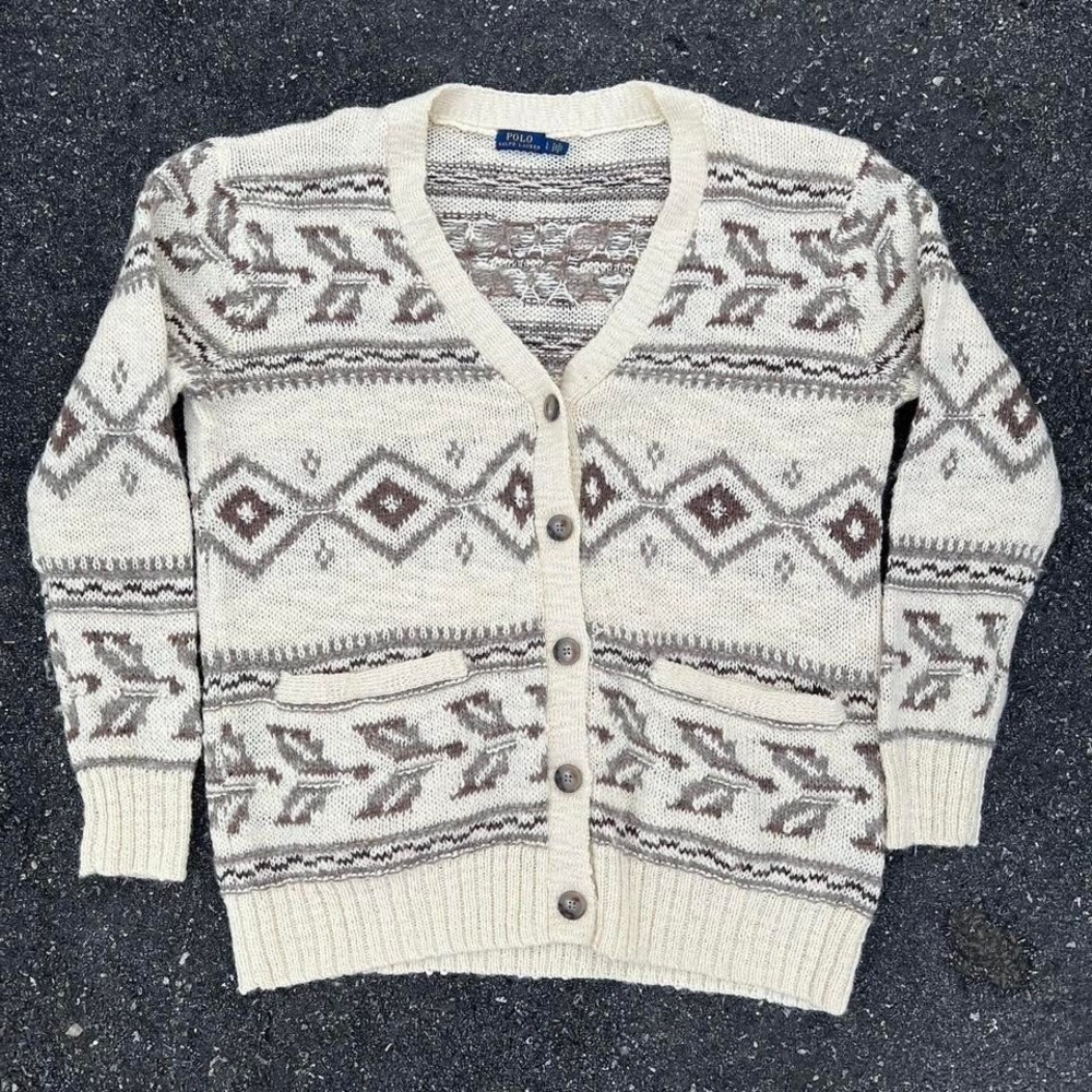 Polo Ralph Lauren Knit Aztec Print Cardigan size L💫